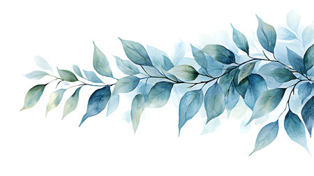 Eucalyptus branches with leaves. Hand drawn watercolor illustration.の写真素材