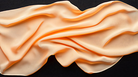 golden satin fabric on a black background. studio shot.の写真素材