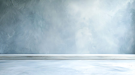 empty room with concrete wall and wooden floor, 3d render illustrationの写真素材