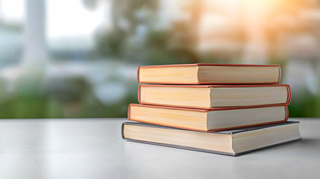 Stack of books on table, closeup. Education and learning conceptの写真素材