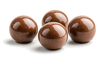 Chocolate balls isolated on white background. Clipping path included.の写真素材