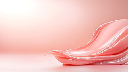 3d rendering of abstract wavy liquid background. Smooth elegant pink cloth.の写真素材
