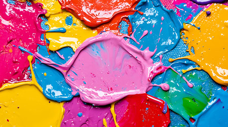 Colored paint splashes on a white background. Colorful backgroundの写真素材