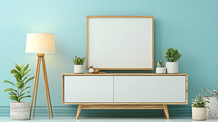 Mock up poster frame in modern interior background, 3d renderの写真素材