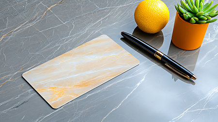 Mockup of notebook and penle background. 3d renderの写真素材