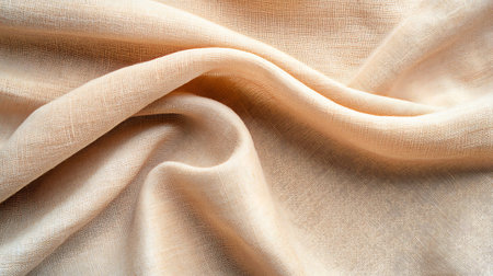 Crumpled beige fabric as background. Close-up.の写真素材