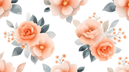 Seamless floral pattern with hand drawn flowers. Vector illustration.の写真素材