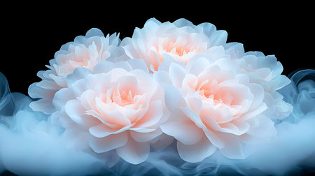 Beautiful flowers on a black background. 3d rendering, 3d illustration.の写真素材