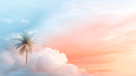 Coconut palm tree on colorful sky background. Summer holiday concept