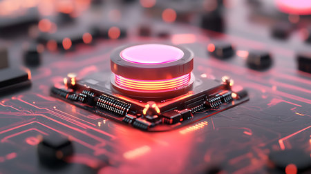 Circuit board close-up. Technology background. 3d rendering