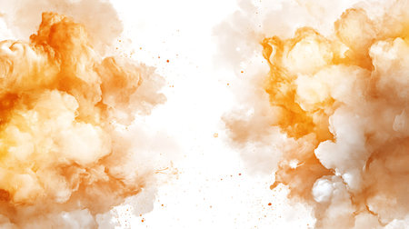 Orange smoke on a white background. 3d rendering, 3d illustration.