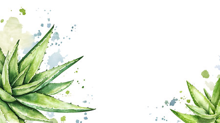 Aloe vera watercolor background. Hand drawn vector illustration.の写真素材