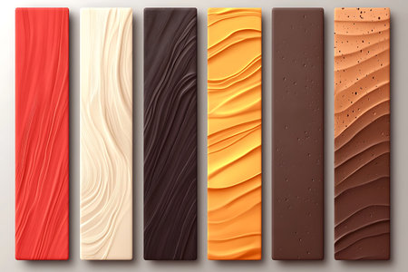 Set of different chocolate bars in different colors. 3d render.の写真素材
