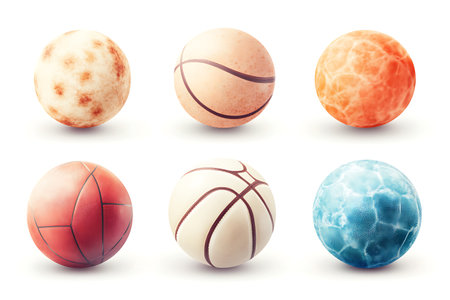 Set of basketball balls isolated on white background. 3d illustration.の写真素材