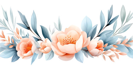 Elegant floral background with roses and leaves. Vector illustration.の写真素材