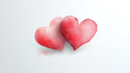 Two red hearts on a white background. Valentines day. Love.の写真素材