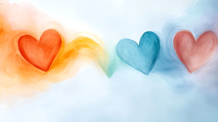 Valentine's day background. Colorful hearts in smoke.