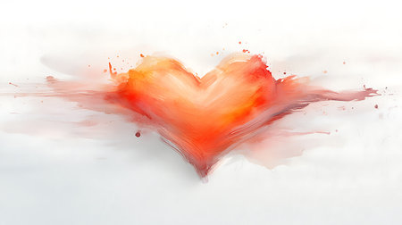 valentine's day abstract watercolor painted heart on white backgroundの写真素材