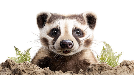 Portrait of a badger looking at the cameraの写真素材