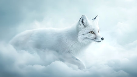 Portrait of a red fox in the clouds. 3d renderingの写真素材