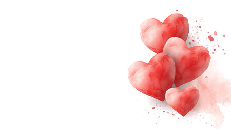 Valentines day background with watercolor hearts. Vector illustration.の写真素材