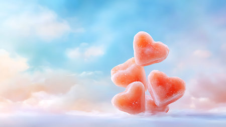Valentine's Day background with floating hearts. 3d rendering