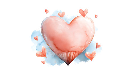 Valentine's day card with watercolor heart. Vector illustration.の写真素材