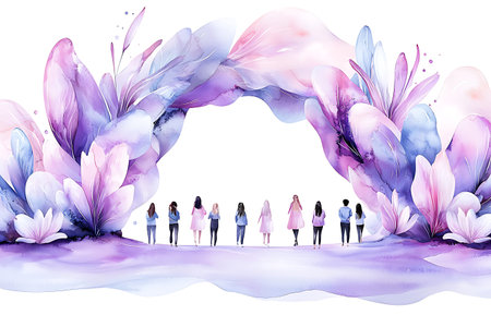 Watercolor floral background with flowers. Hand drawn illustration.の写真素材