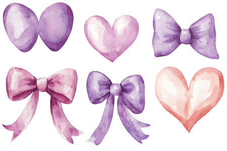 Set of watercolor bows. Isolated on a white background.の写真素材