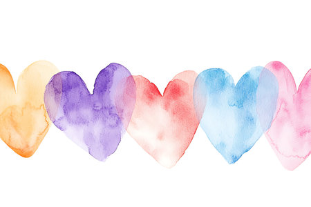 Watercolor hearts. Seamless pattern. Hand painted illustration.の写真素材