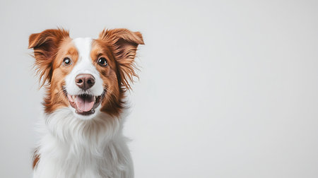 Portrait of a cute border collie dog on a white background