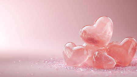 Valentine's day background with pink hearts on pink background.