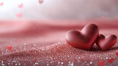Valentine's day background with hearts. 3D illustration.の写真素材