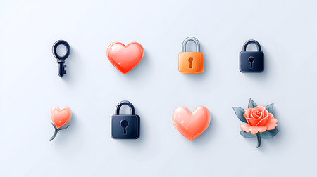 Valentine's day background with hearts and padlock. Vector illustration.の写真素材