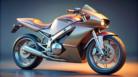Modern powerful sports motorcycle on a gray background. 3d rendering.