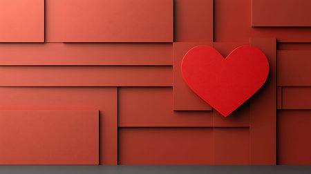 Valentine's Day background with red heart. 3d rendering
