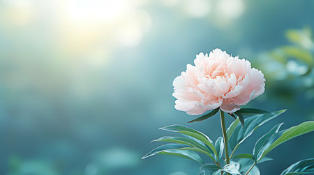 Beautiful peony flower on nature background. Floral design.の写真素材
