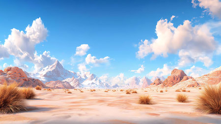 Mountain and meadow. 3D illustrationの写真素材