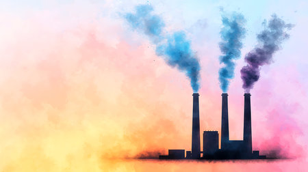 Pollution of the environment. Pollution of the atmosphere. Industrial landscape.
