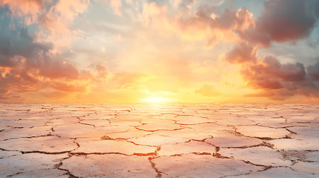 Dry cracked earth at sunset. 3D Renderingの写真素材