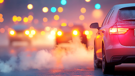 Car on the road in the city with bokeh background.の写真素材