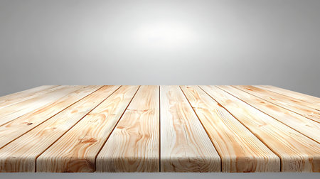Empty wooden table for product placement or montage with light background.の写真素材