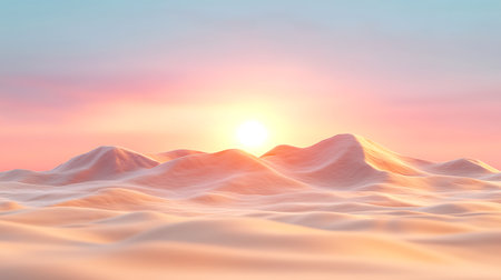 Sand dunes at sunset. 3d render of desert landscape.の写真素材