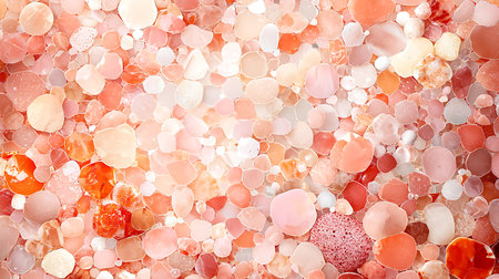 Background of pink and orange shapes. Top view. Flat lay.