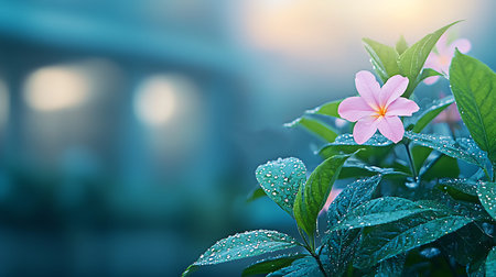 Plumeria flower in the garden with morning light, nature backgroundの写真素材