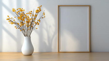 Mock up poster frame in modern interior background, 3D render