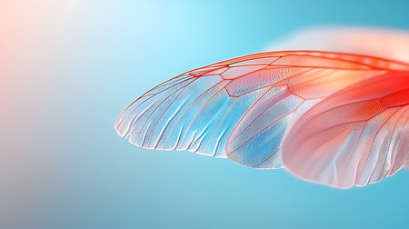 3d rendering of an angel wings isolated on a blue background.の写真素材