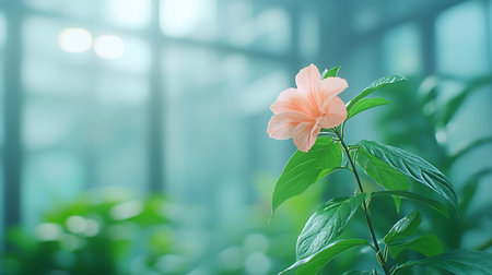 Hibiscus flower in the garden with bokeh backgroundの写真素材