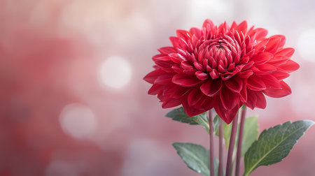 Beautiful red dahlia flower on a bokeh backgroundの写真素材