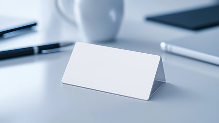 Blank business card on office desk. 3d rendering mock upの写真素材